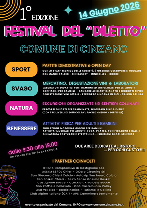 1° edizione Festival del Diletto
Domenica 14 Giugno 2026